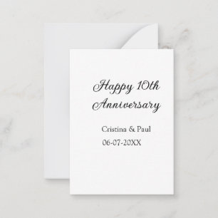Tarjeta Pequeña Feliz décimo aniversario simple nombre mínimo de b