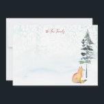 Tarjeta Pequeña Feliz deseo navideño personalizado Fox<br><div class="desc">Envíe los festivos deseos de Feliz Navidad con este sencillo pero rústico cobertizo con un encantador zorro acuático y un pino sobre un fondo nevado. El diseño vintage y retro muestra el singular arte acuático de Victoria Grigaliunas de Do Tell A Belle, que ofrece una bonita escena de invierno perfecta...</div>