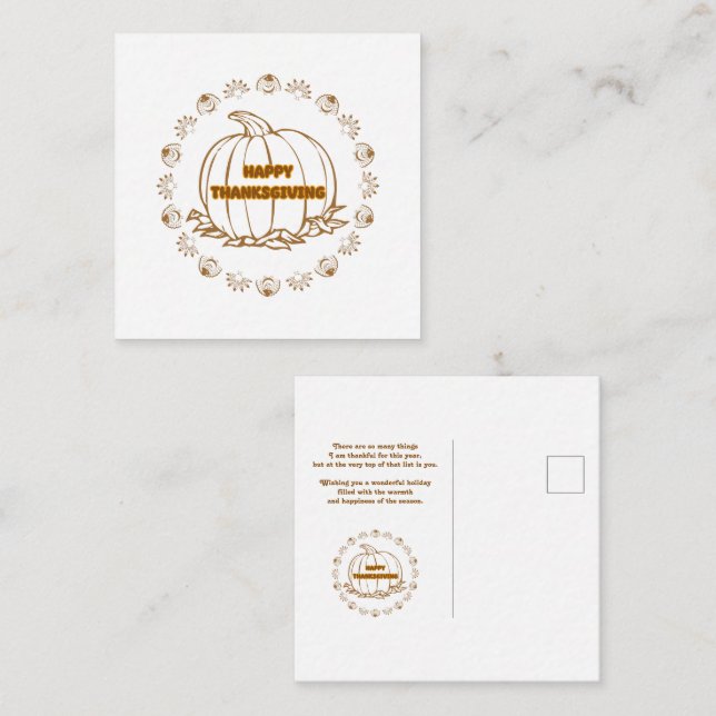 Tarjeta Pequeña feliz día de acción de gracias (Anverso / Reverso)