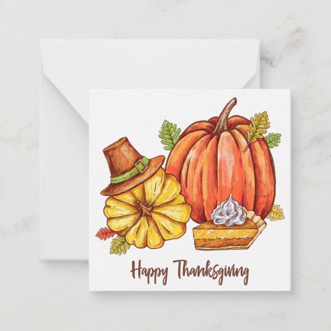 Tarjeta Pequeña Feliz Día de Acción de Gracias (Anverso)
