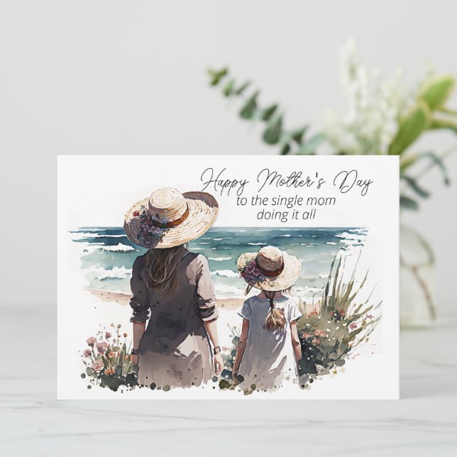 Tarjeta Pequeña Feliz día de la madre a la madre soltera (Anverso de pie)