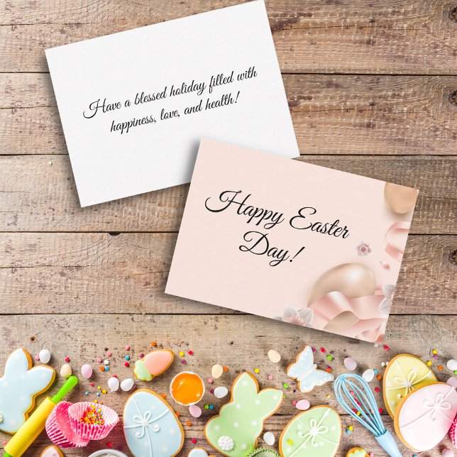 Tarjeta Pequeña feliz día de Pascua, huevos de oro rosa clásico (Subido por el creador)