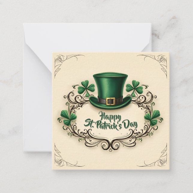 Tarjeta Pequeña Feliz día de San Patricio Diseño de Trébol (Anverso)