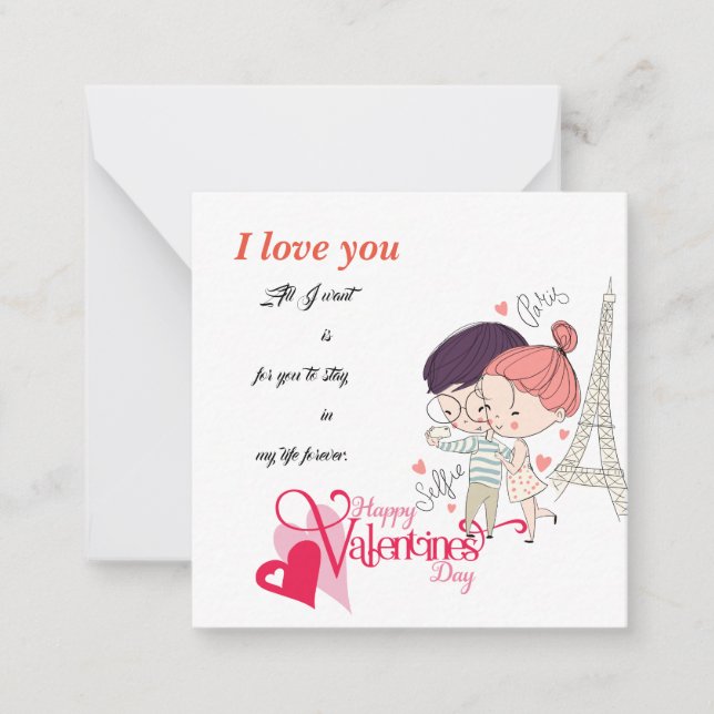 Tarjeta Pequeña Feliz día de San Valentín,  (Anverso)