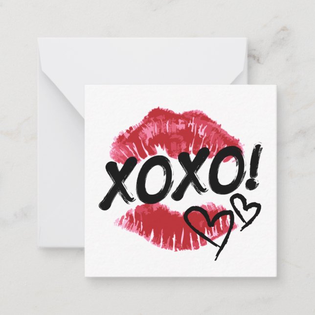 Tarjeta Pequeña Feliz Día de San Valentín | Abrazos y besos (Anverso)