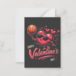 Tarjeta Pequeña Feliz día de San Valentín Amantes del Baloncesto