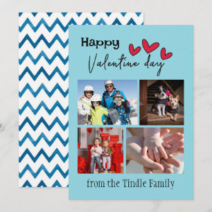Tarjeta Pequeña Feliz Día de San Valentín Azul Chevron 4 Foto Vale