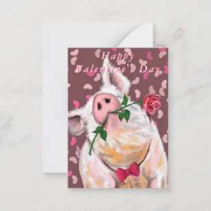 Tarjeta Pequeña Feliz Día de San Valentín - Caballero Cerdo - Dive