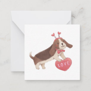 Tarjeta Pequeña Feliz día de San Valentín con cachorro