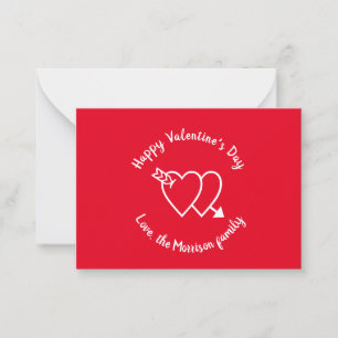 Tarjeta Pequeña Feliz día de San Valentín corazones rojos script p