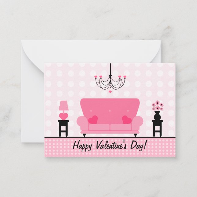 Tarjeta Pequeña Feliz Día de San Valentín de 100 salones rosados (Anverso)