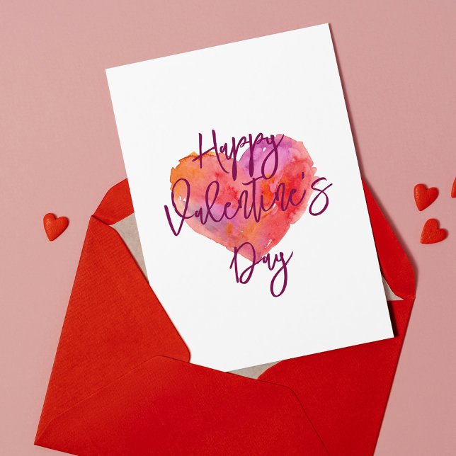 Tarjeta Pequeña Feliz Día de San Valentín en clase de San Valentín (Happy Valentine's Day Heart Classroom Valentine's Note Card)