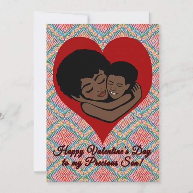 Tarjeta Pequeña Feliz Día de San Valentín | Hijo afroamericano (Anverso)