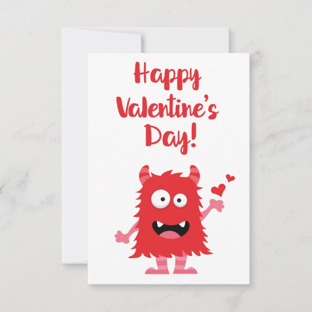 Tarjeta Pequeña Feliz Día de San Valentín, Personalizado rojo mons (Anverso)