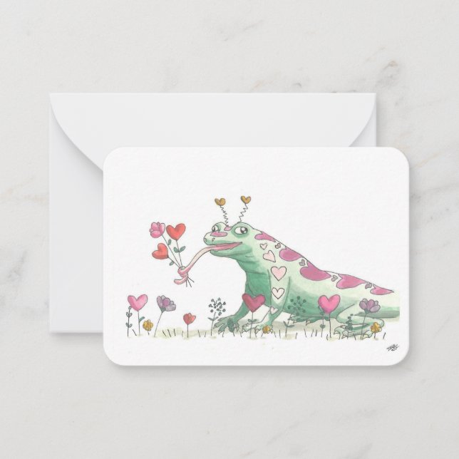 Tarjeta Pequeña Feliz Día de San Valentín por Frankillie: Lizard (Anverso)
