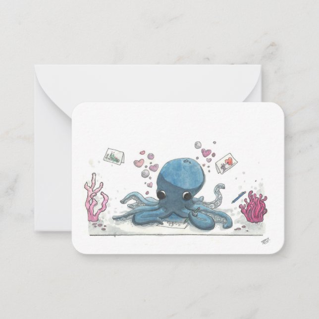 Tarjeta Pequeña Feliz Día de San Valentín por Frankillie: Octopus (Anverso)