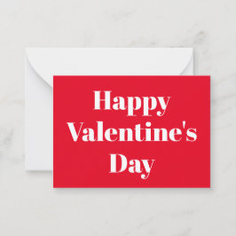 Tarjeta Pequeña Feliz Día de San Valentín tipografía moderna blanc