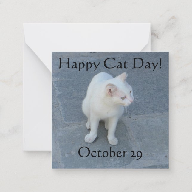 Tarjeta Pequeña ¡Feliz Día del Gato! (Anverso)