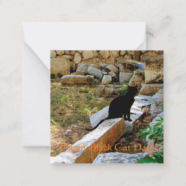 Tarjeta Pequeña ¡Feliz Día del Gato Negro! (Anverso)