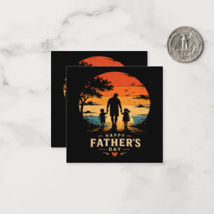 Tarjeta Pequeña Feliz Día del Padre Atardecer Retro Papá Hijo