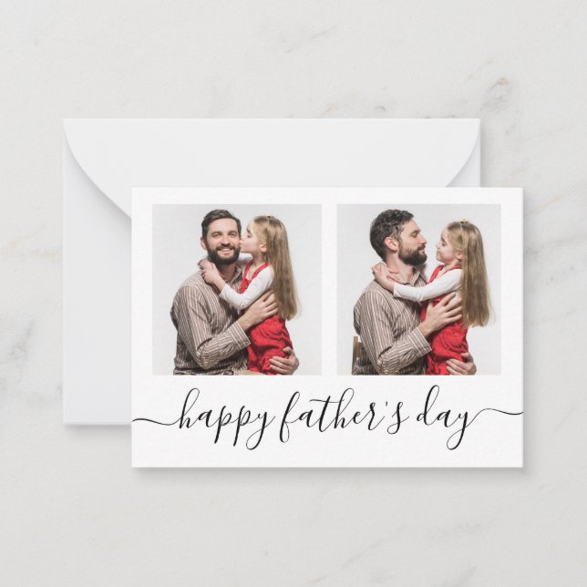 Tarjeta Pequeña feliz día del padre, vacaciones 2 fotos presupuest (Anverso)