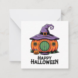 Tarjeta Pequeña Feliz Halloween Calabaza de algodón y Gorra de Bru