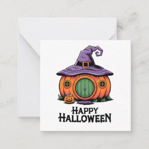 Tarjeta Pequeña Feliz Halloween Calabaza de algodón y Gorra de Bru