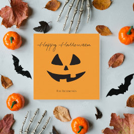 Tarjeta Pequeña Feliz Halloween Cara de Calabaza Lindo saludo