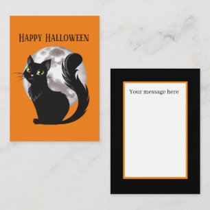 Tarjeta Pequeña Feliz Halloween gato negro agrega mensaje