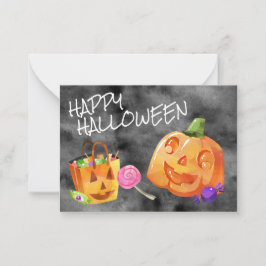 Tarjeta Pequeña Feliz Halloween Jack O' Lantern Candy Naranja Blac