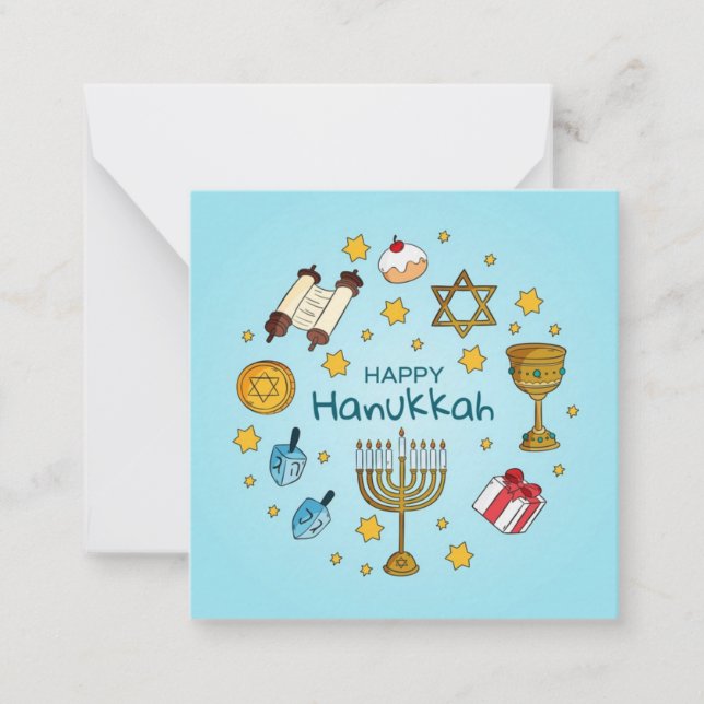 Tarjeta Pequeña Feliz Hanukkah (Anverso)