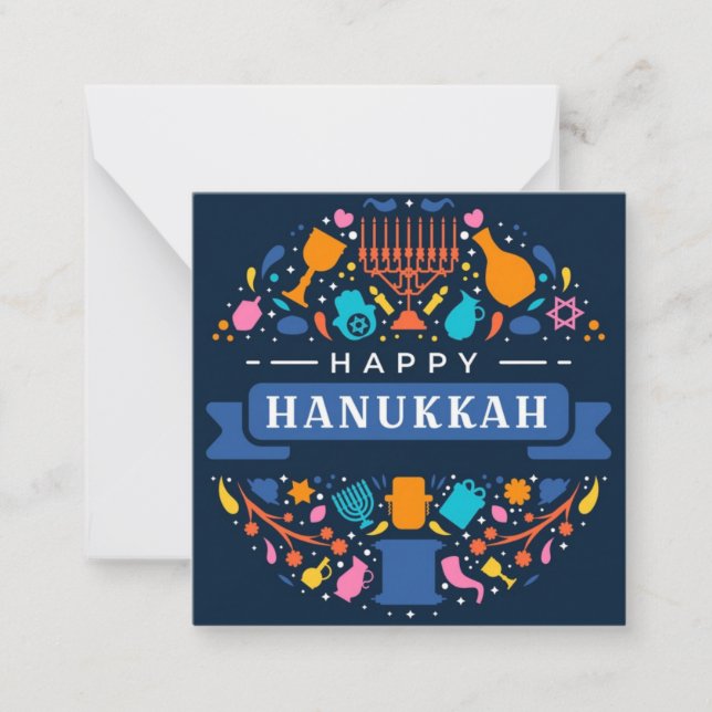 Tarjeta Pequeña Feliz Hanukkah (Anverso)