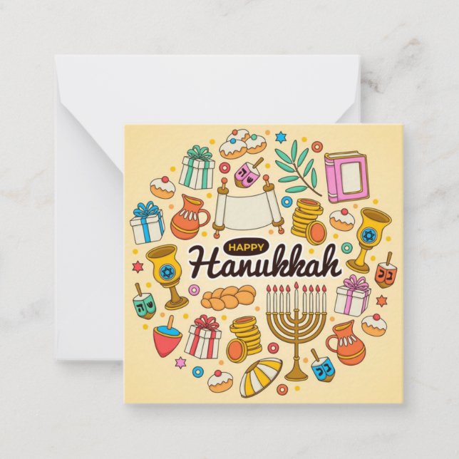 Tarjeta Pequeña Feliz Hanukkah (Anverso)