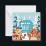Tarjeta Pequeña Feliz Invierno<br><div class="desc">Tarjeta Postal de Invierno Bonito</div>