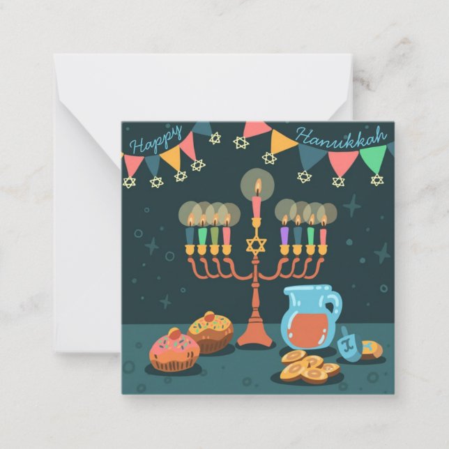Tarjeta Pequeña Feliz Janucá (Anverso)