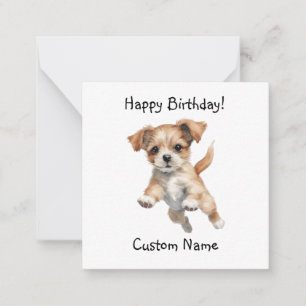 Tarjeta Pequeña Feliz Jumping Dog Art - Regalo de cumpleaños feliz