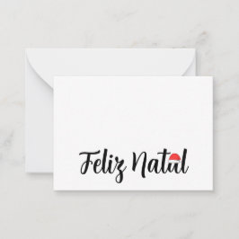Tarjeta Pequeña Feliz Natal com a touca do Papai Noel