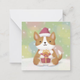 Tarjeta Pequeña Feliz Navidad: Arte de Ilustracion Corgi