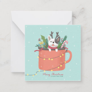 Tarjeta Pequeña Feliz Navidad: Arte de Ilustracion de perro