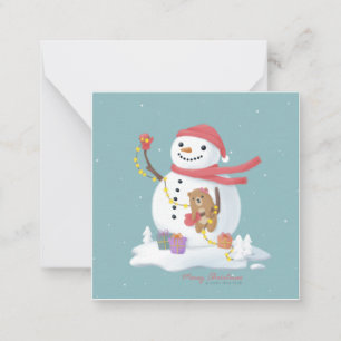 Tarjeta Pequeña Feliz Navidad: Arte de Ilustracion en Snowman