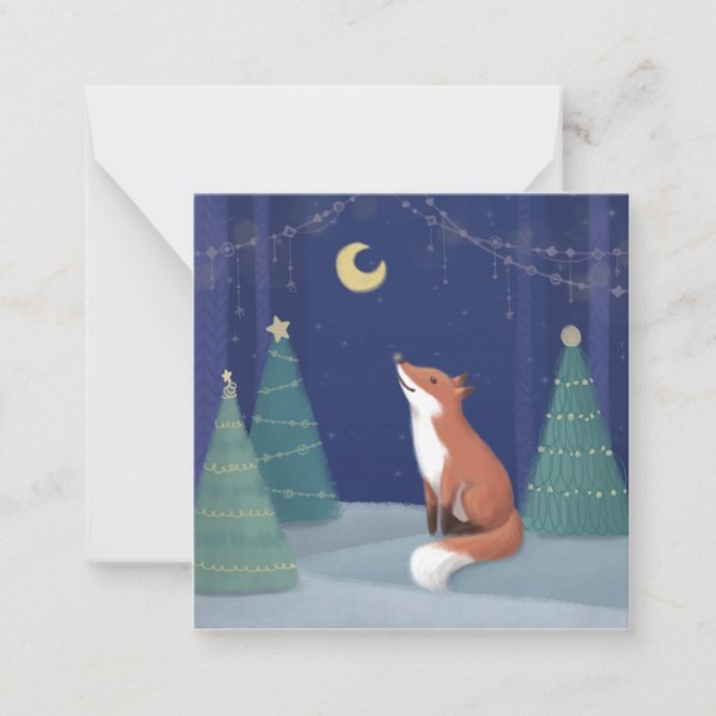 Tarjeta Pequeña Feliz Navidad: Arte de Ilustracion Fox (Anverso)