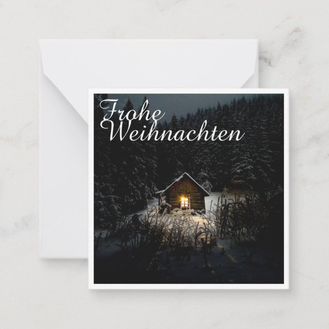 Tarjeta Pequeña Feliz Navidad con casa de brujas (Anverso)