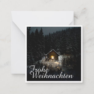 Tarjeta Pequeña Feliz Navidad con casa de brujas