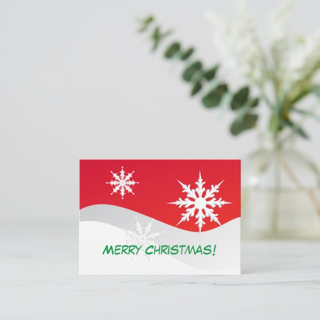 Tarjeta Pequeña ¡Feliz Navidad! Copos de nieve decorativos. (Anverso de pie)