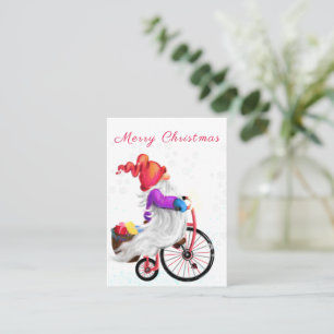 Tarjeta Pequeña Feliz Navidad - Cúpula divertida con bicicletas y 