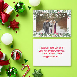 Tarjeta Pequeña feliz navidad de invierno verde festividad navideñ