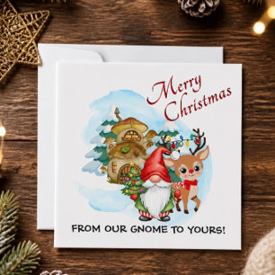 Tarjeta Pequeña Feliz Navidad de nuestro gnomo al tuyo