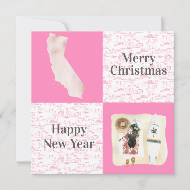 Tarjeta Pequeña Feliz Navidad desde California Square Photo (Anverso)