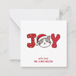 Tarjeta Pequeña Feliz Navidad Gato Kitty " JOY "