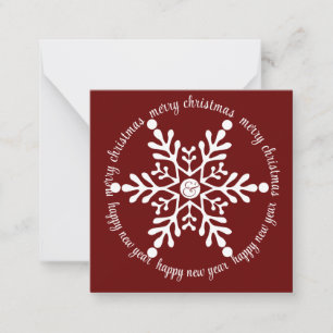 Tarjeta Pequeña Feliz Navidad, gran copo de nieve blanco, con foto